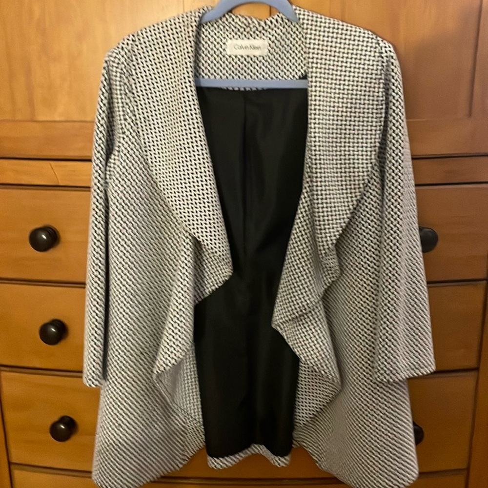 Calvin Klein Knit Ruffle Blazer